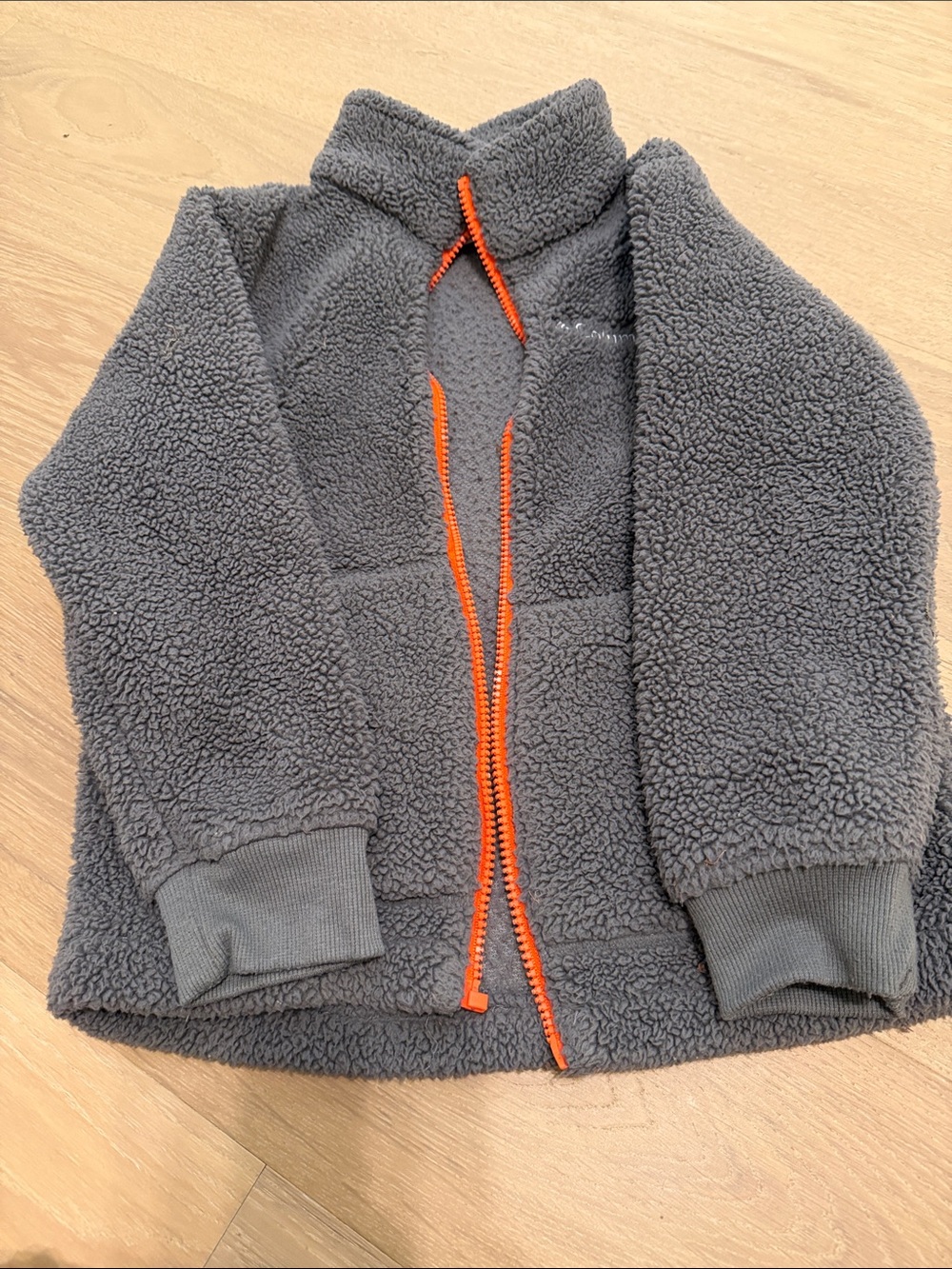Columbia Kids Gray Sherpa Jacket with Orange Trim